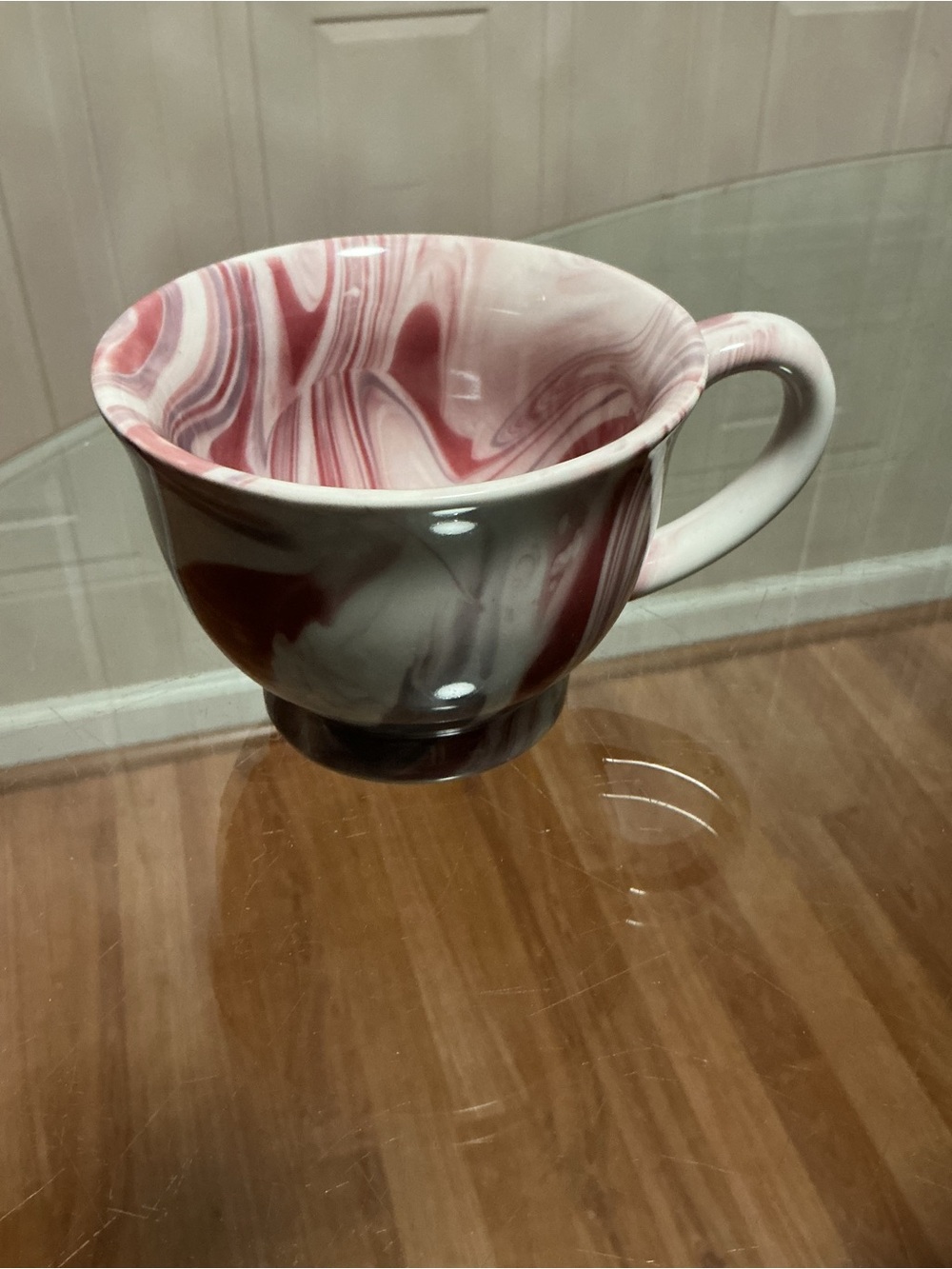 Potters Studio Pedestal Mug Pink And Beige Marble Swirl